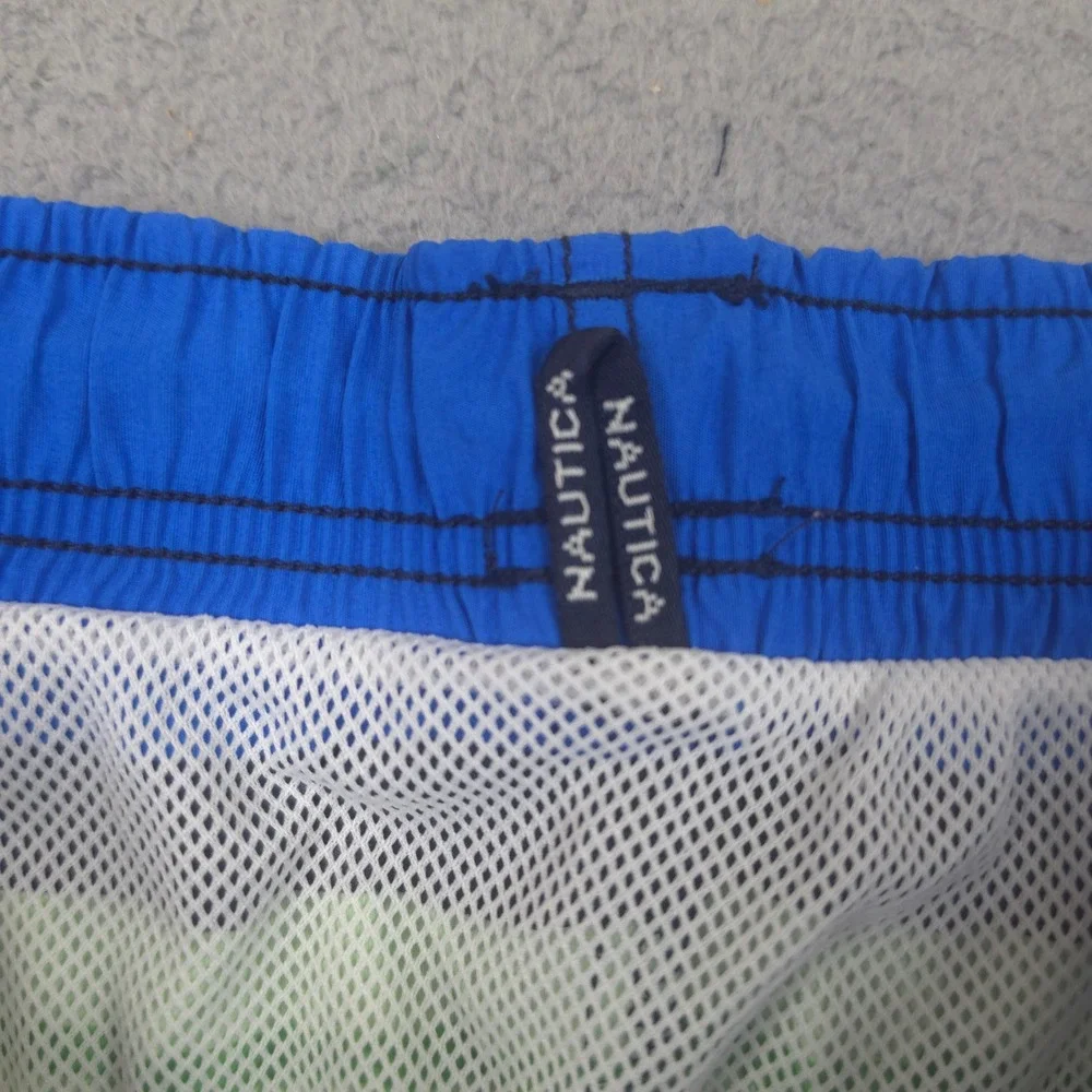 Vintage Nautica Swim Trunks Mens Large 34 Striped Blue Green Yellow Lined Shorts